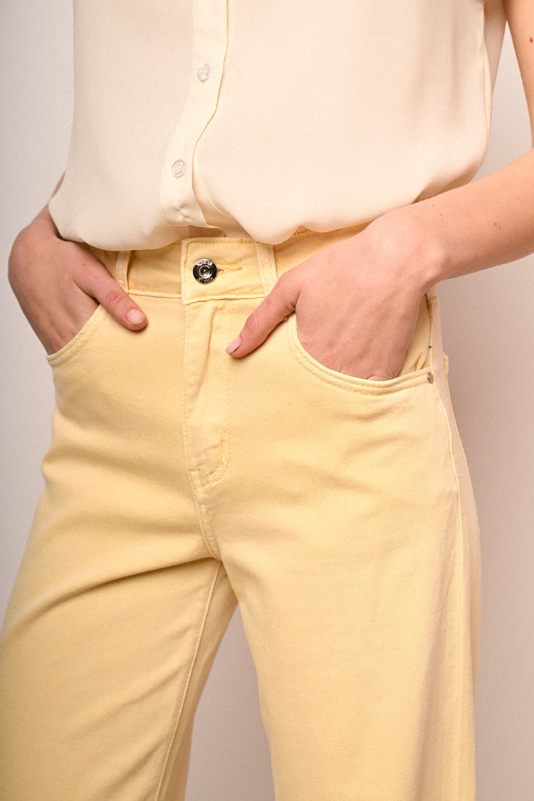 Wide-leg drill trousers