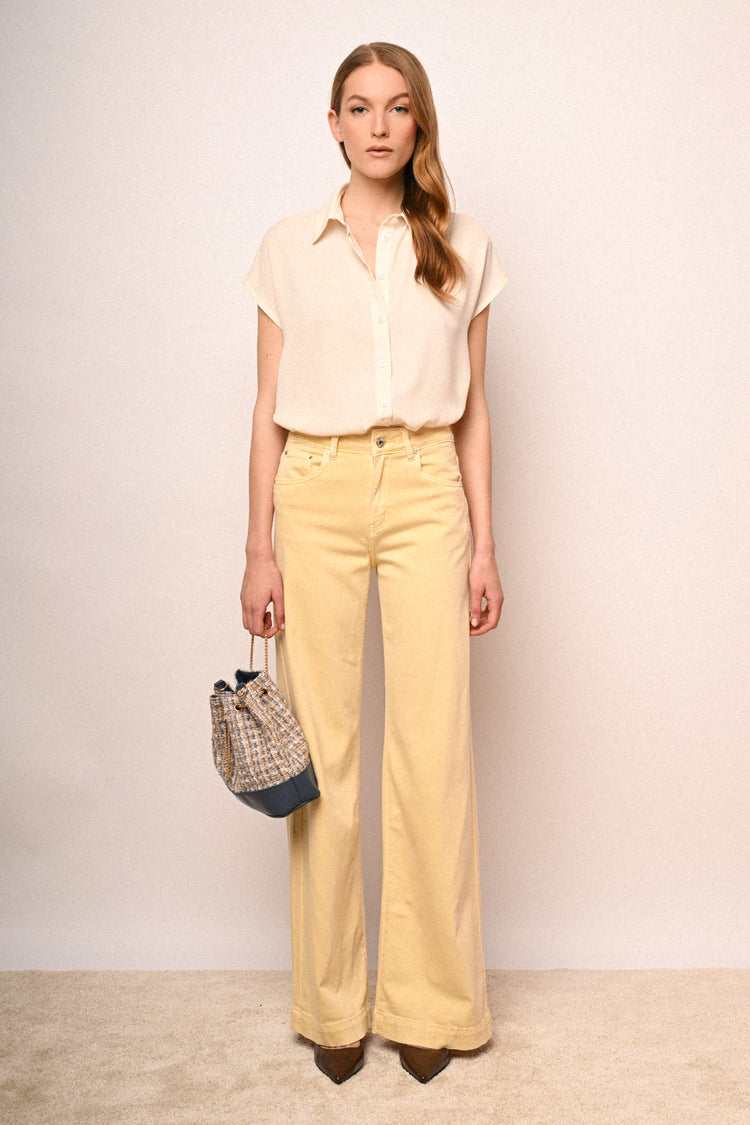 Wide-leg drill trousers