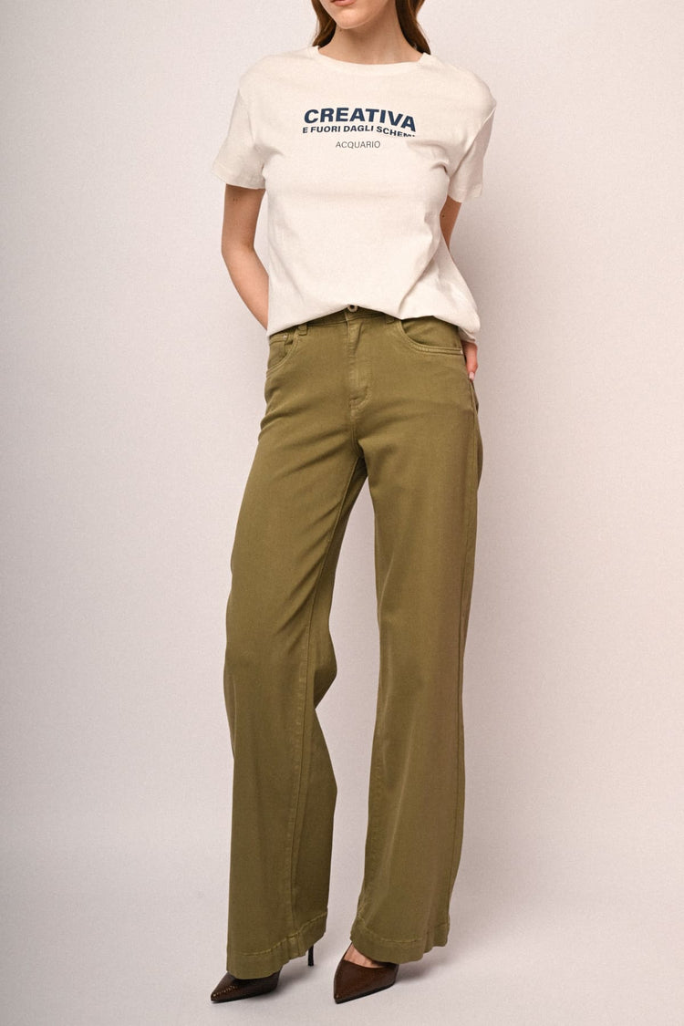 Wide-leg drill trousers