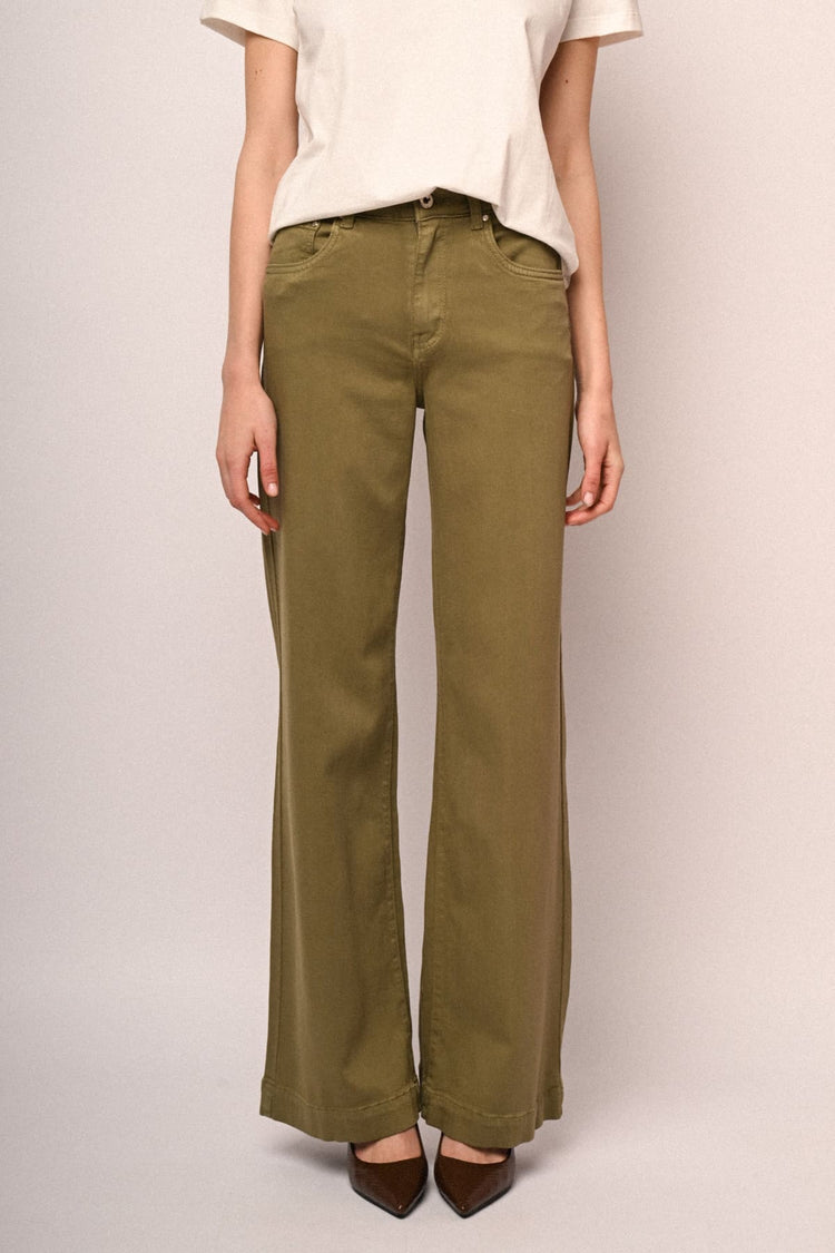 Wide-leg drill trousers