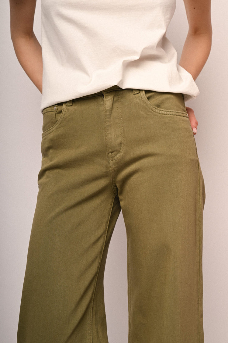Wide-leg drill trousers