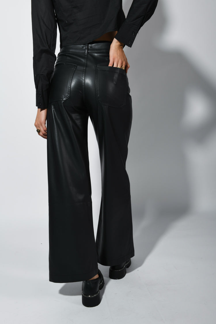 Faux leather wide leg pants