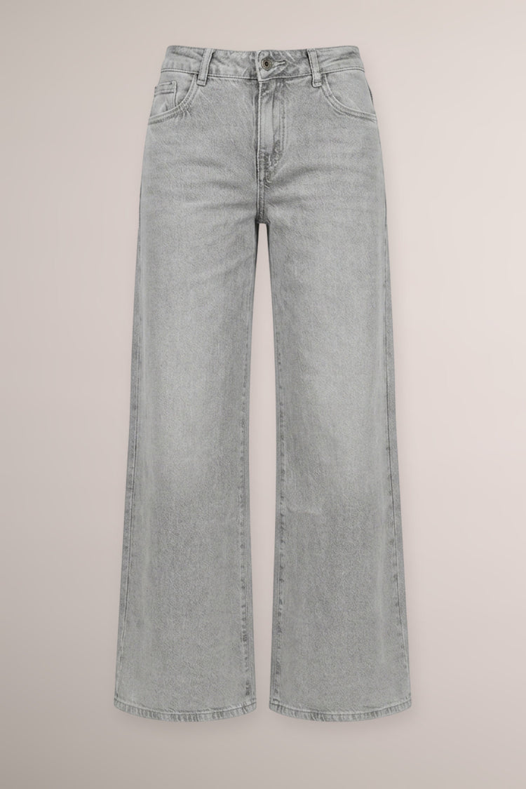 Grey denim wide-leg jeans
