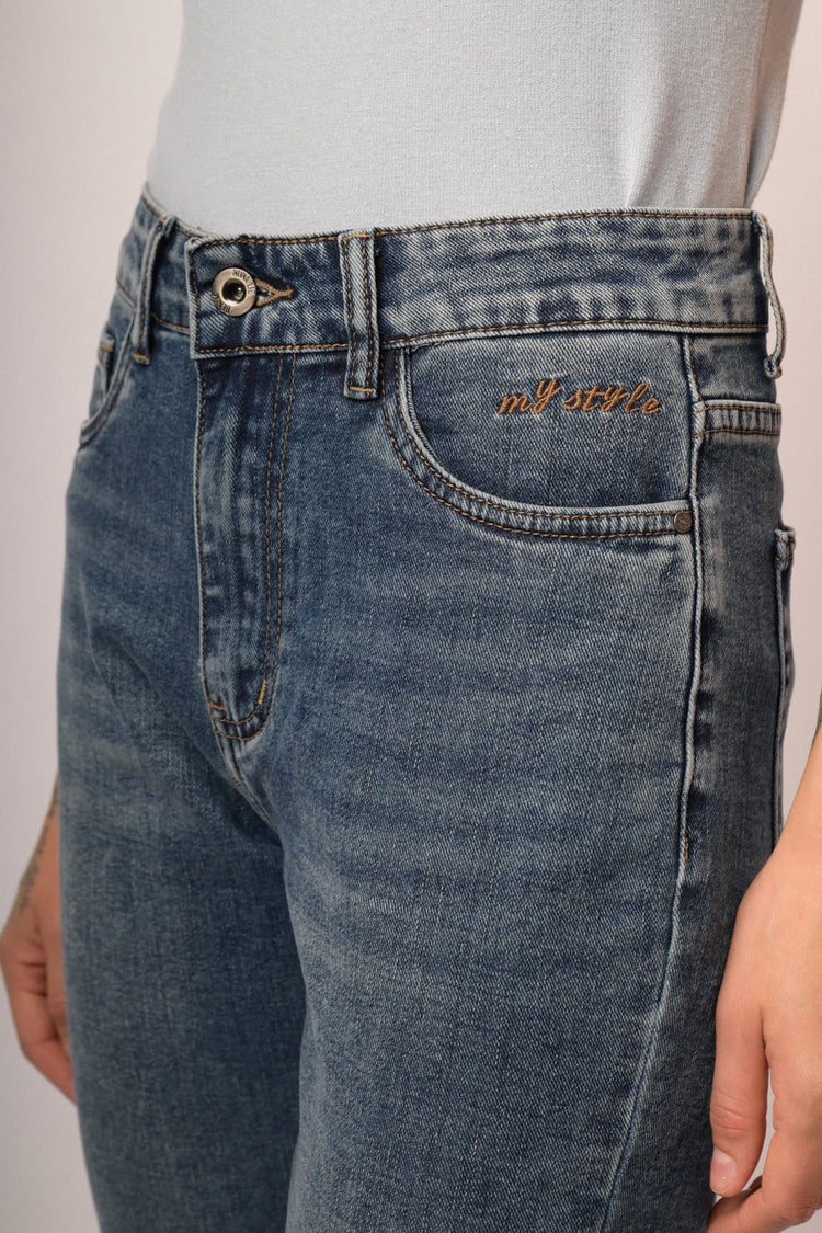 Jeans regular scritta