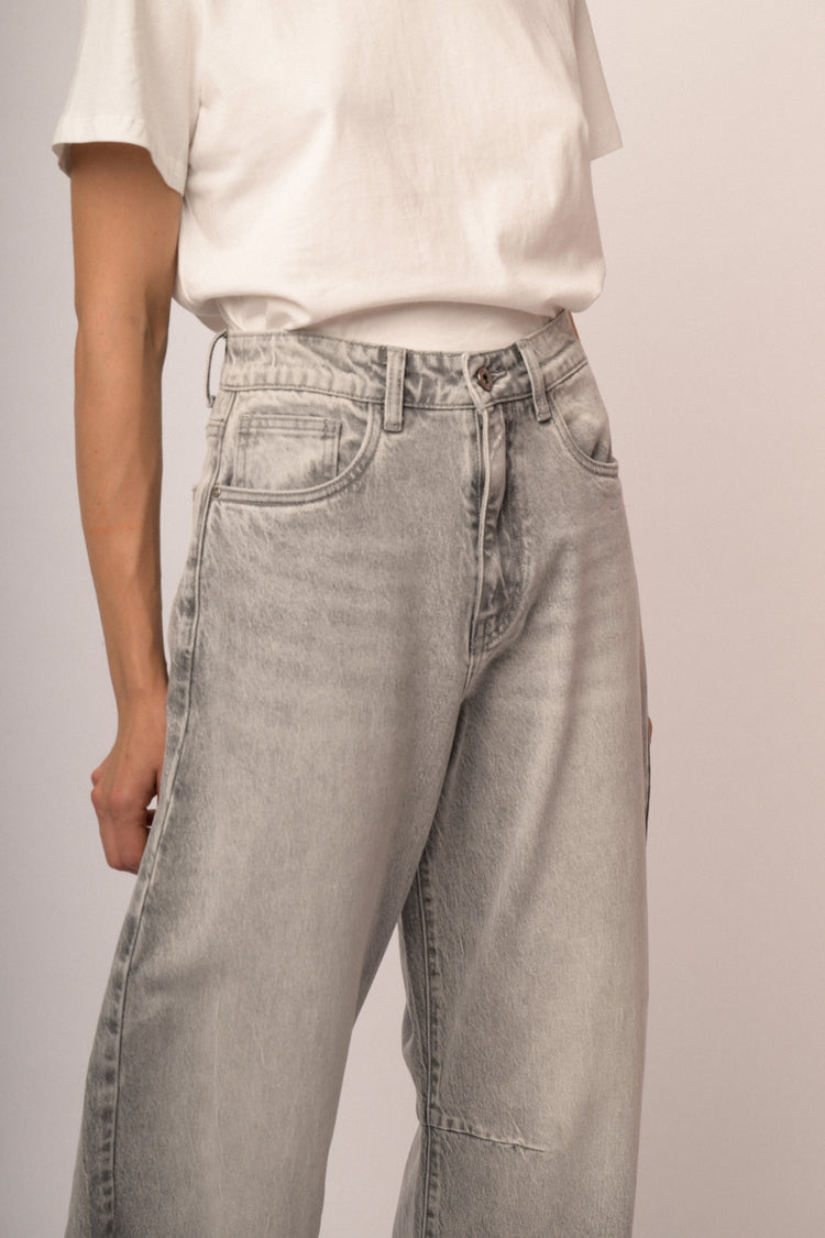 Jeans mom scuro grigio