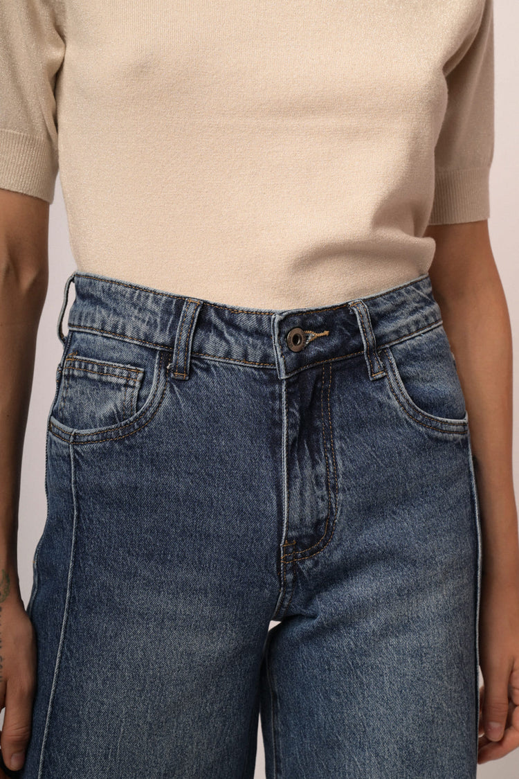 Jeans palazzo con impunture