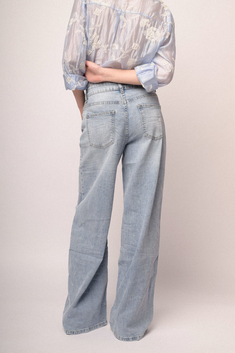 Light blue wide-leg jeans