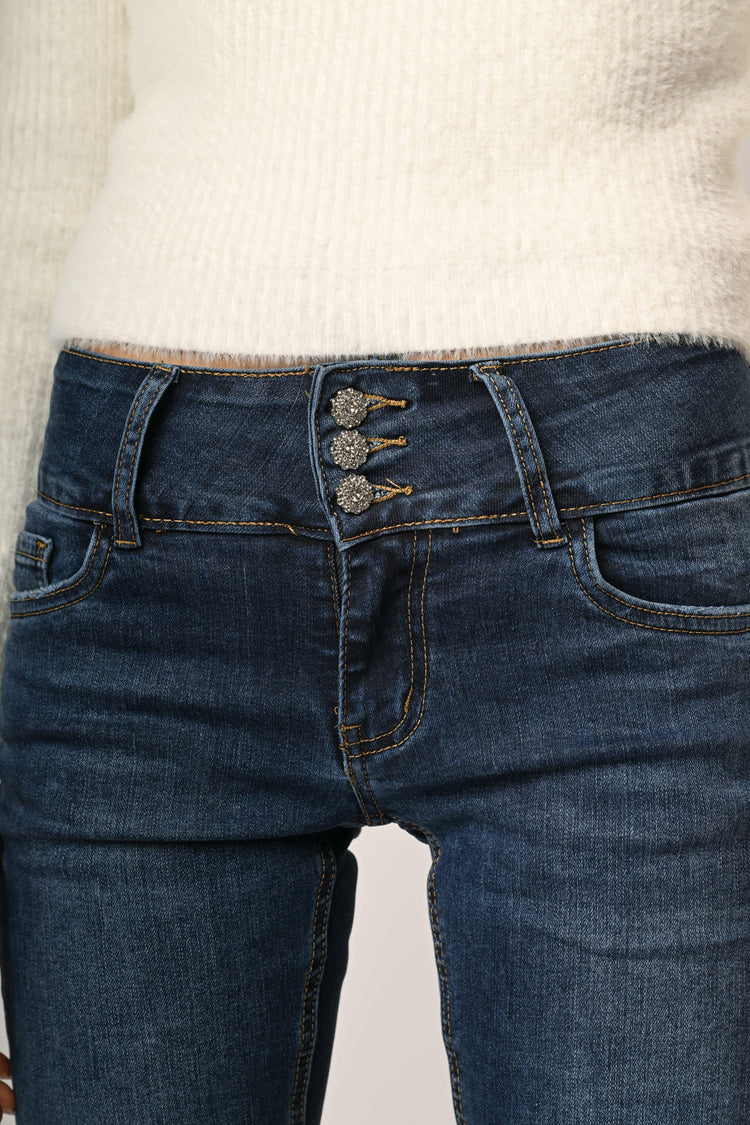 Rhinestone-turn-up skinny jeans
