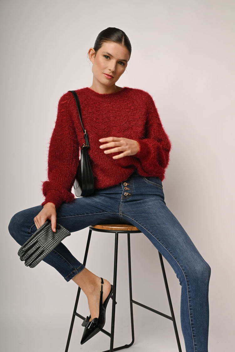 Button-detail skinny jeans