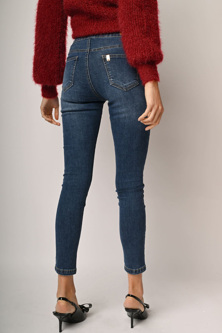 Button-detail skinny jeans