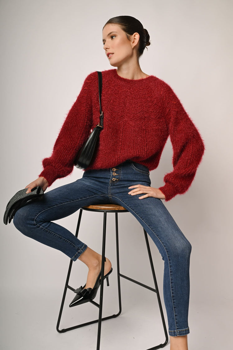 Button-detail skinny jeans