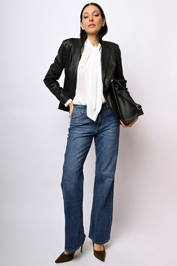 Rhinestone flared jeans