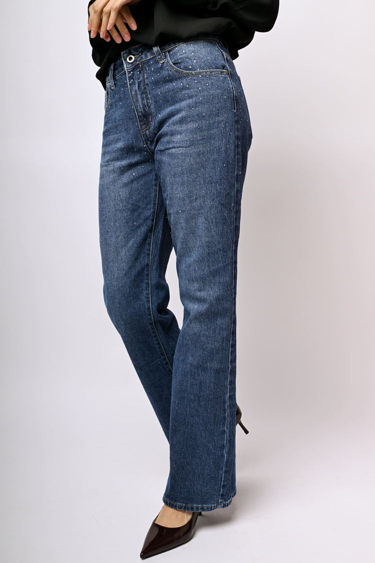 Rhinestone flared jeans