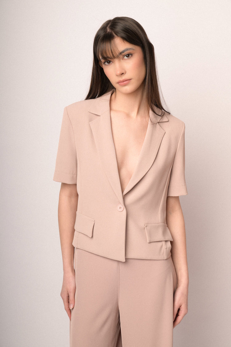 Baby rose fluid half-sleeved blazer