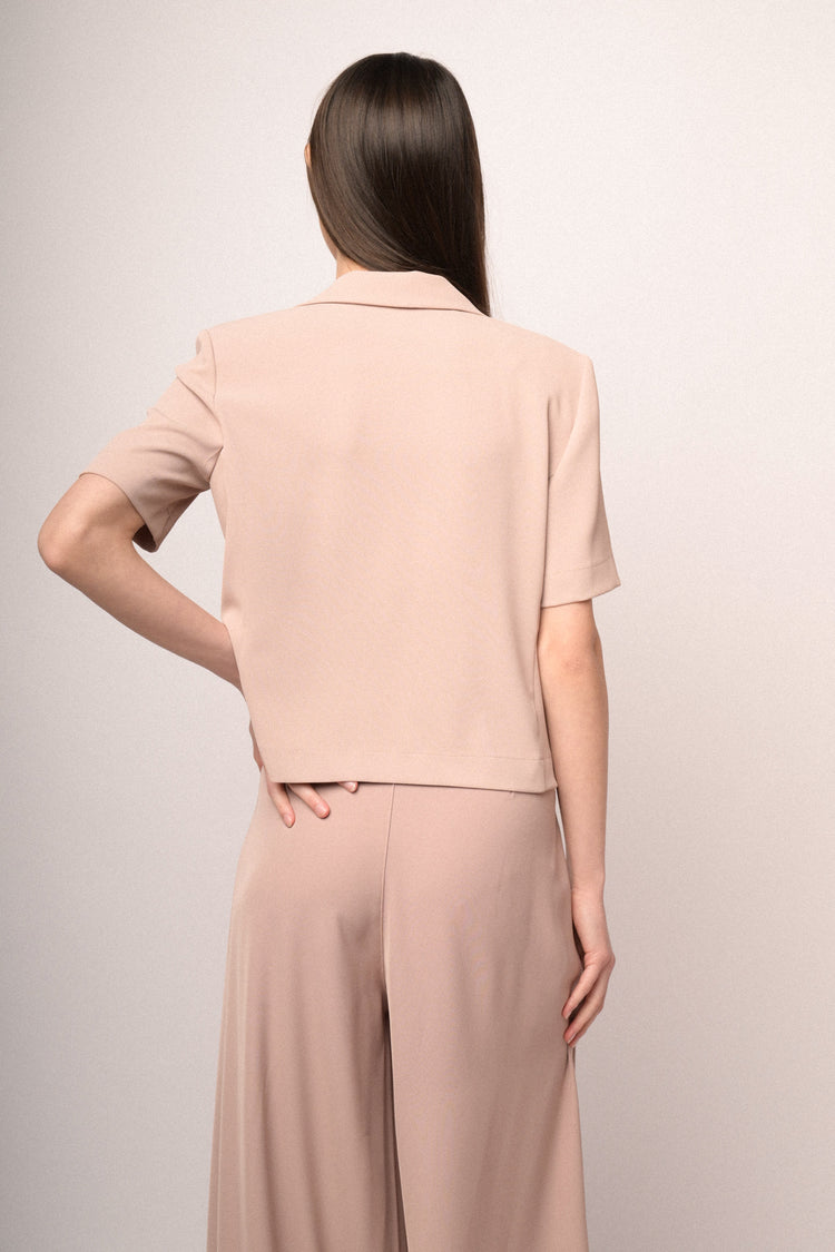 Baby rose fluid half-sleeved blazer