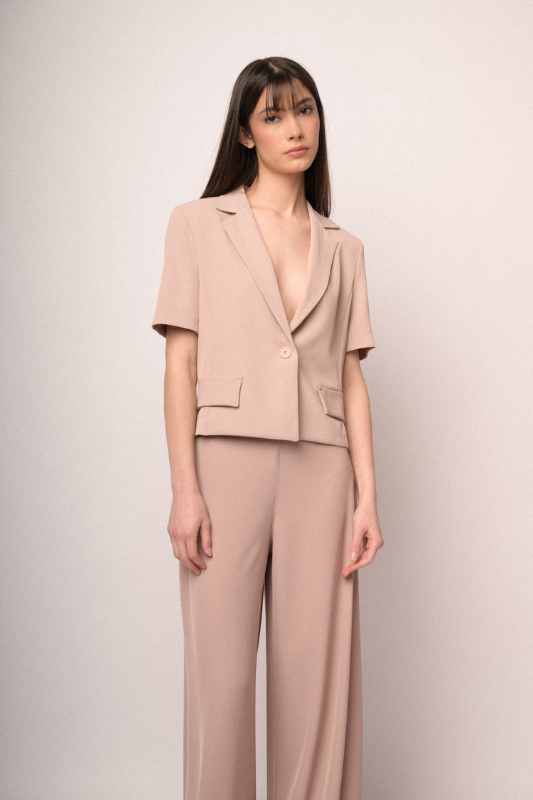 Baby rose fluid half-sleeved blazer
