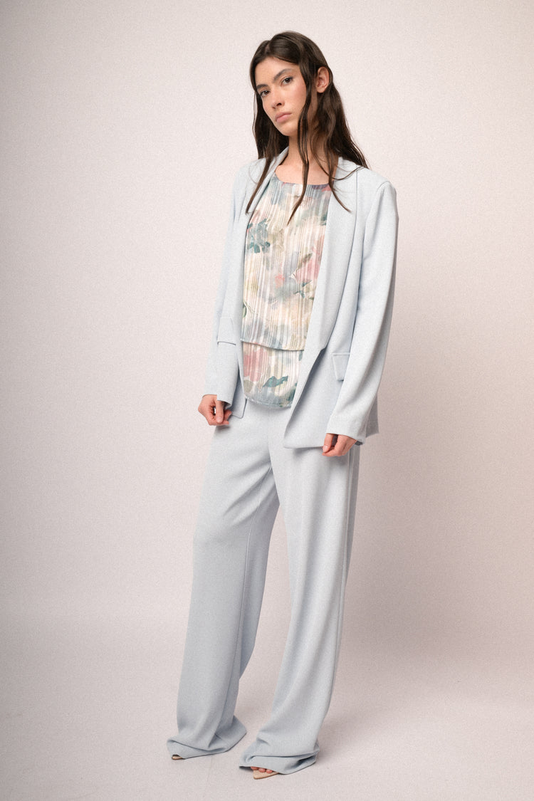 Sky blue wide-leg fluid trousers