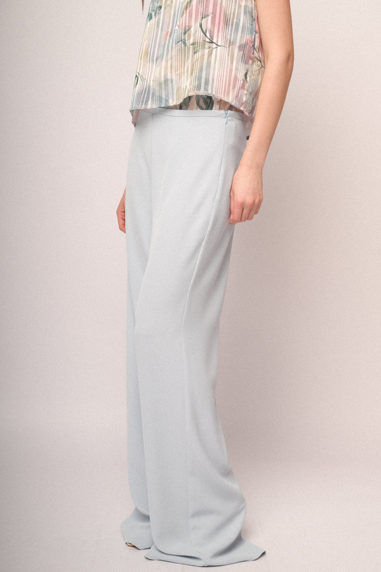Sky blue wide-leg fluid trousers