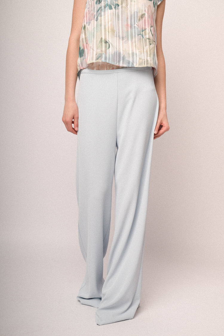 Sky blue wide-leg fluid trousers