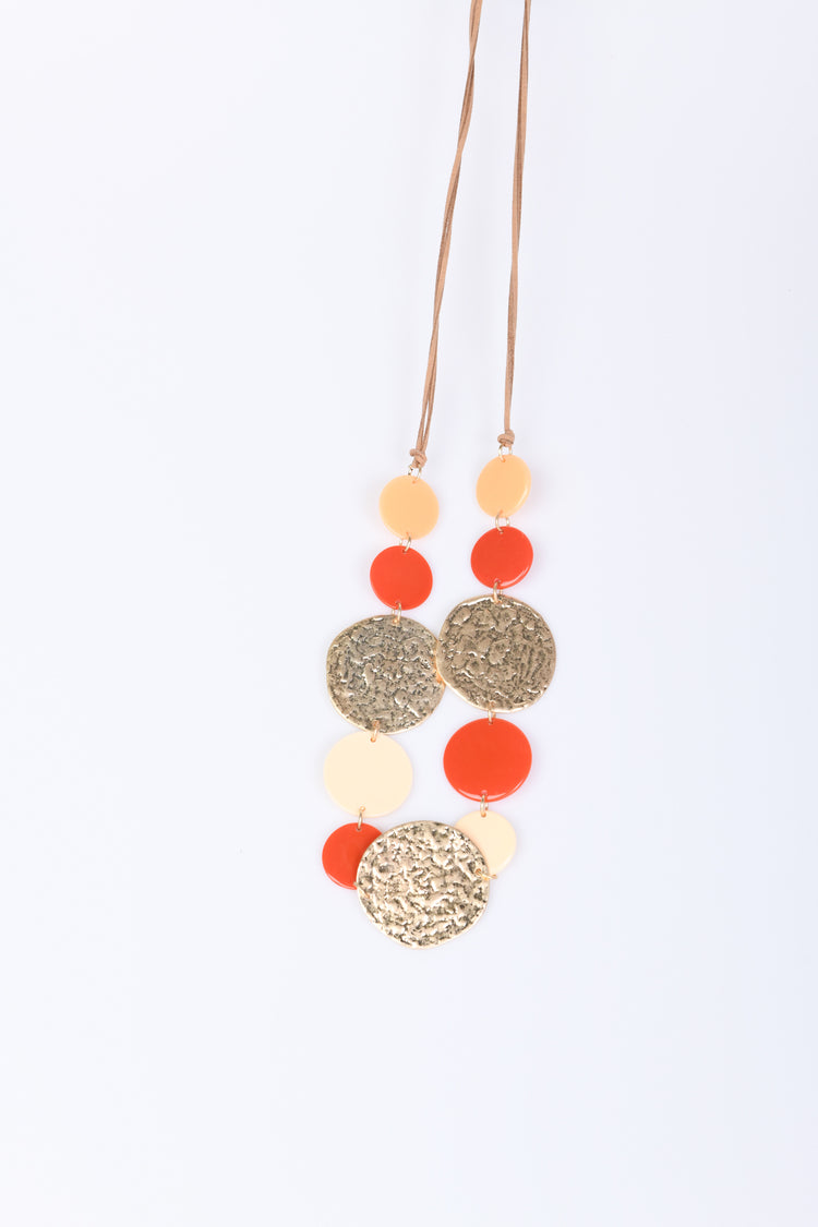 Circular pendants long necklace