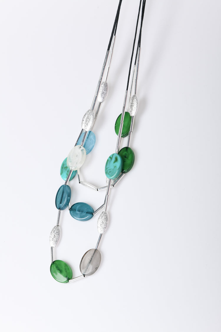 Oval pendants long necklace