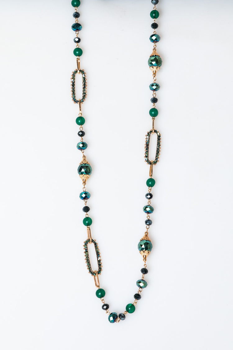 Sphere-pendant long necklace