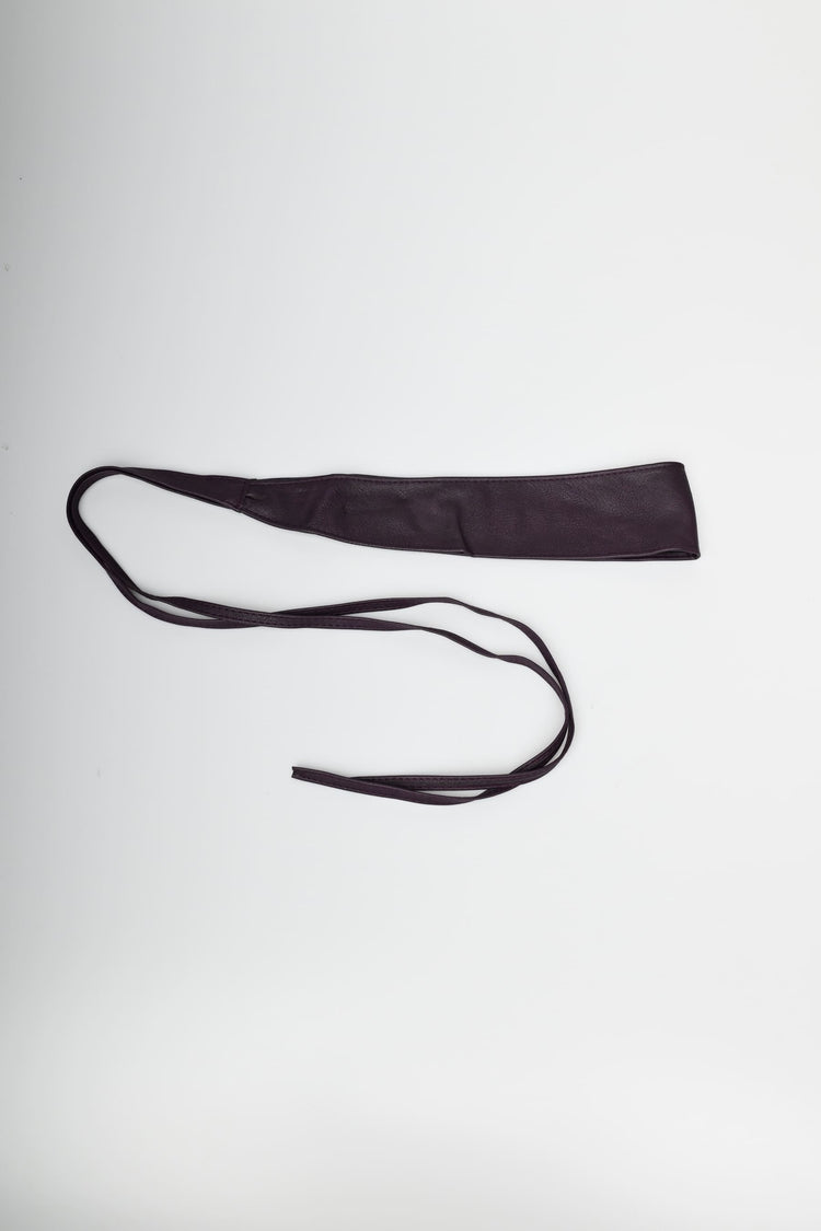Faux leather sash belt