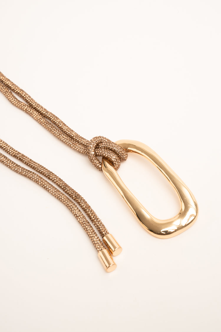 Golden rhinestone-embellished thin ring belt