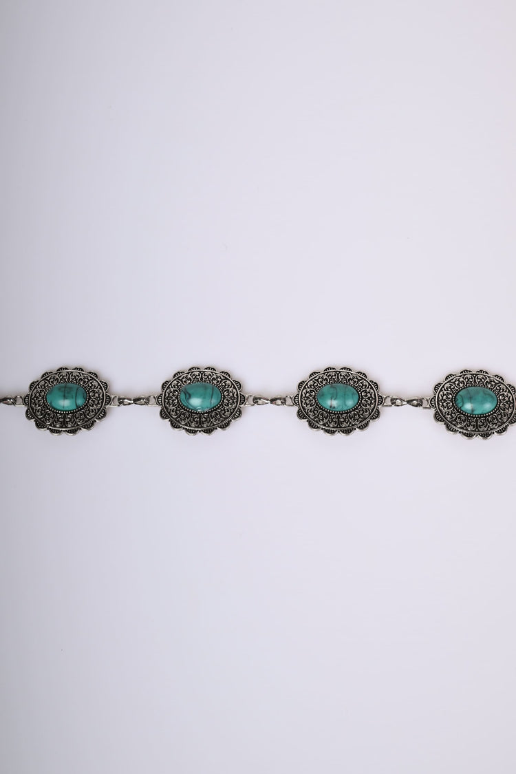 Turquoise-effect stones jewel belt