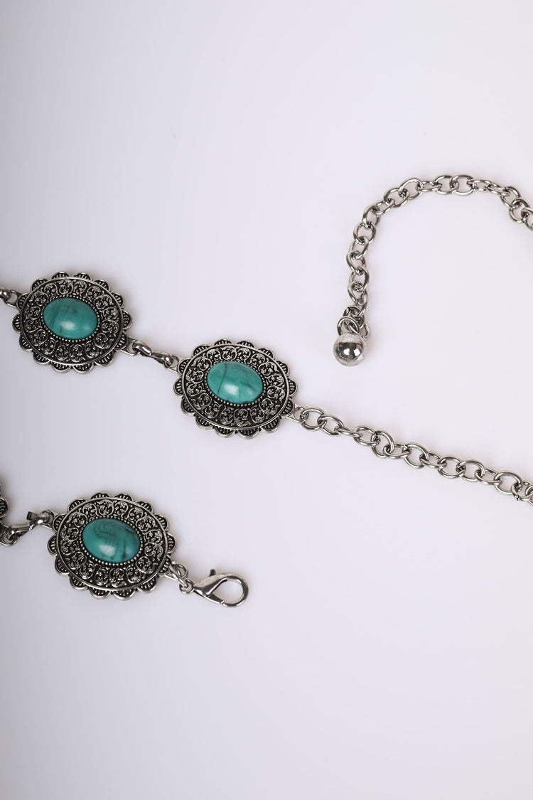 Turquoise-effect stones jewel belt