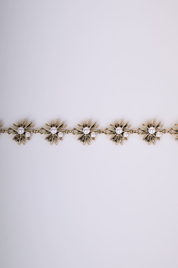 Flower embellished jewel belt