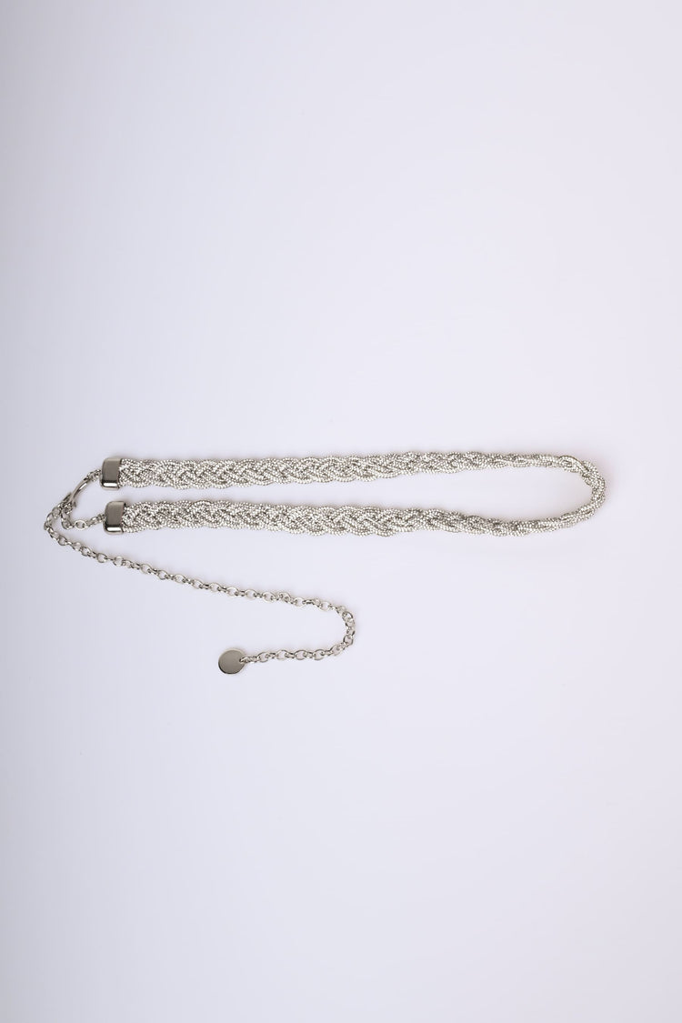 Rhinestone braided chain belt