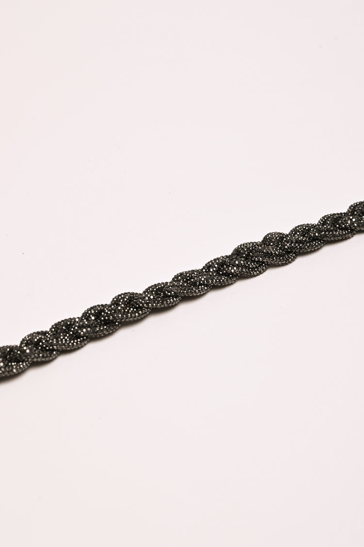 Rhinestone braided sash belt