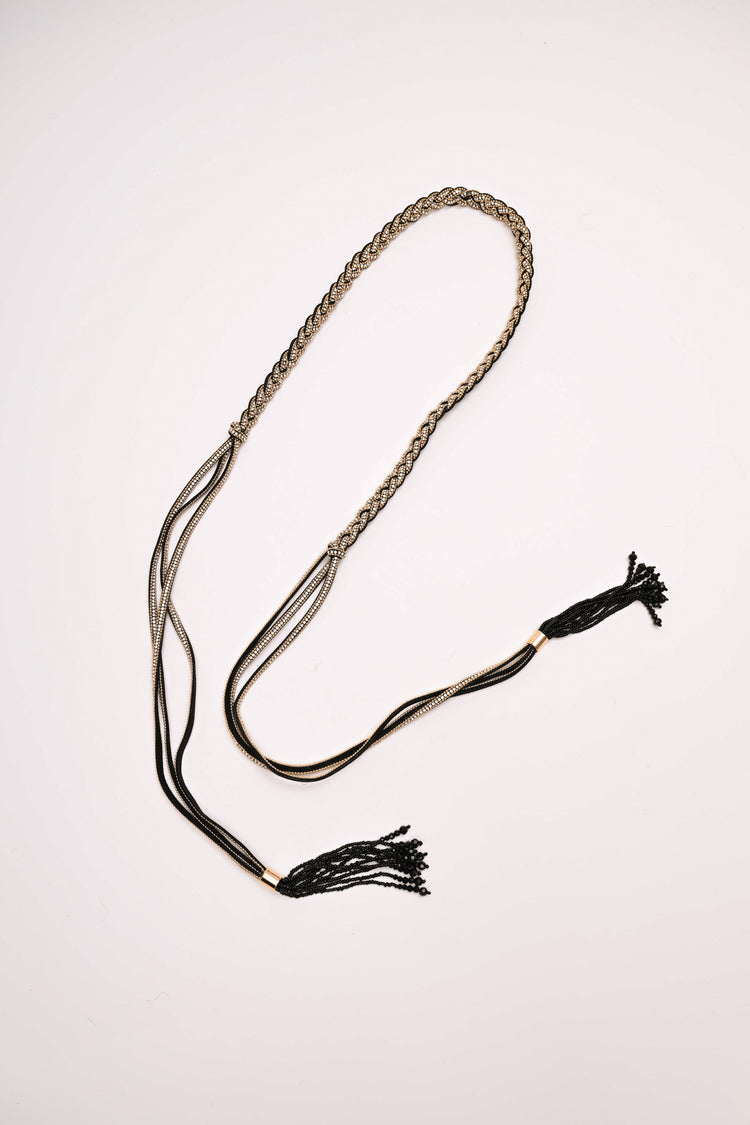 Rhinestone woven thin belt