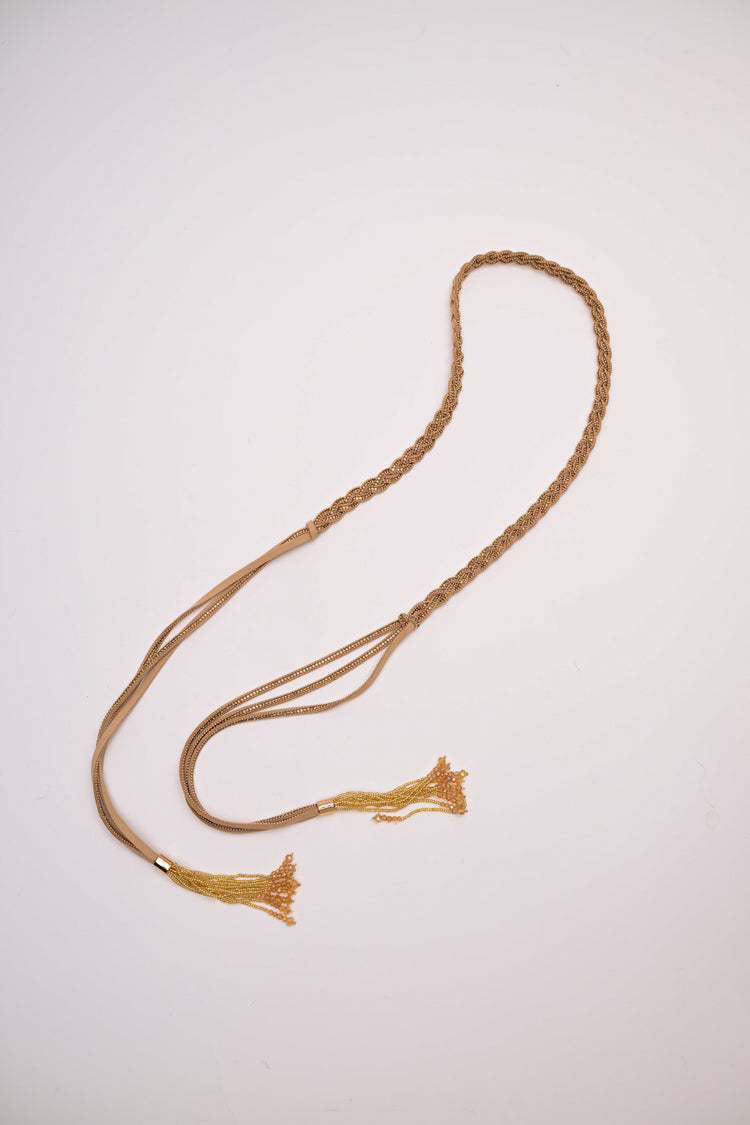 Rhinestone woven thin belt