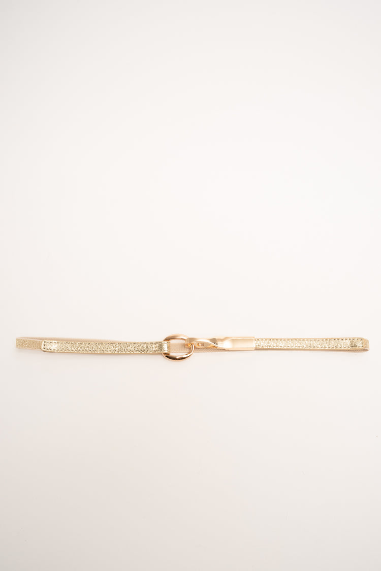 Golden buckle lurex slim belt