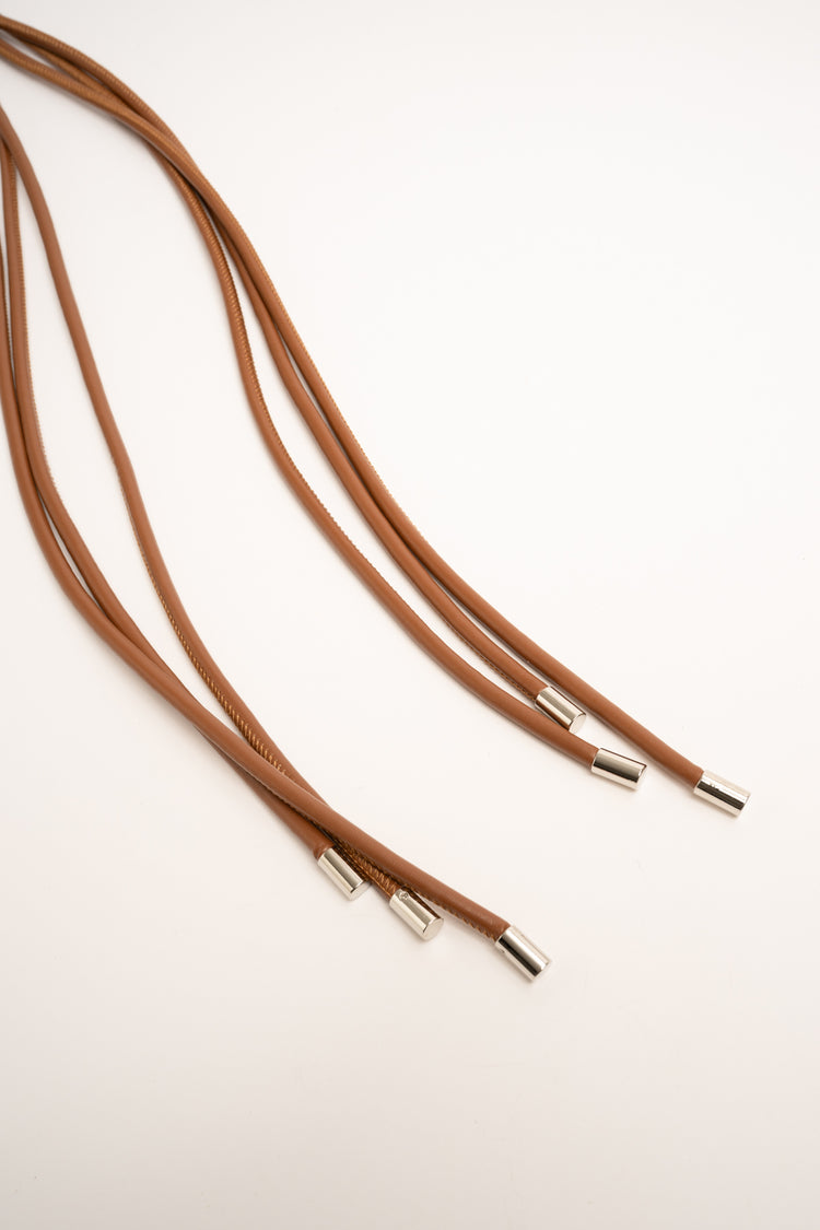 Hazelnut three-cord sash belt