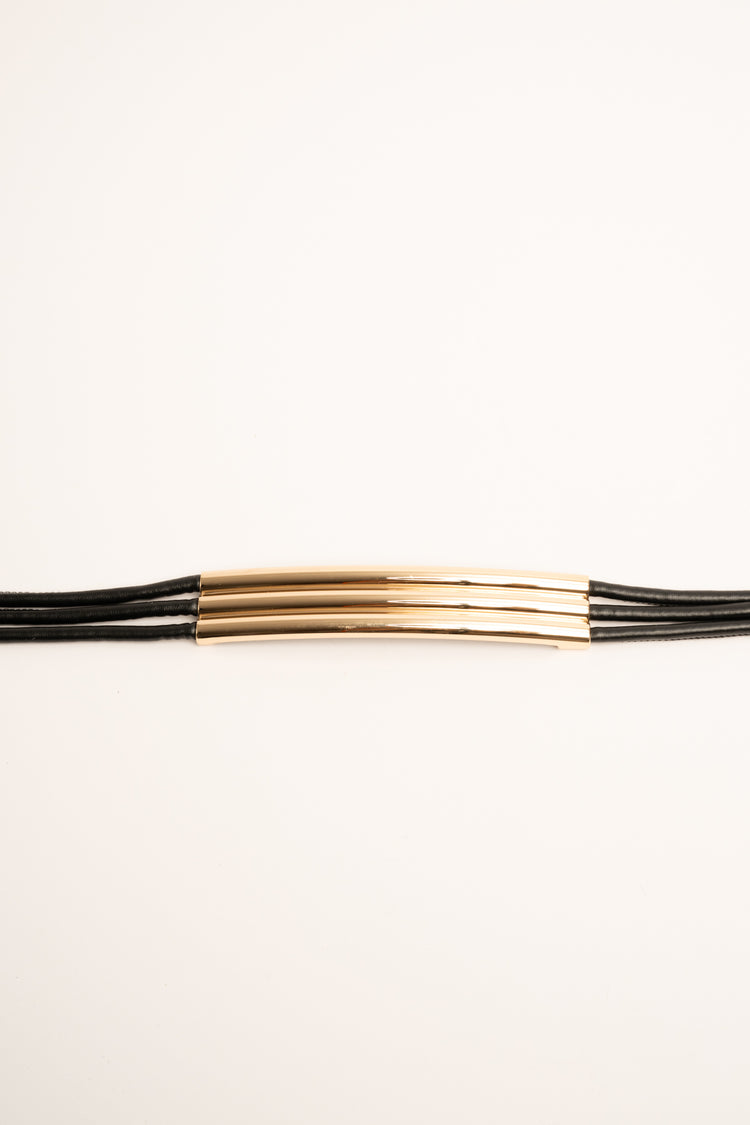 Black three-cord sash belt