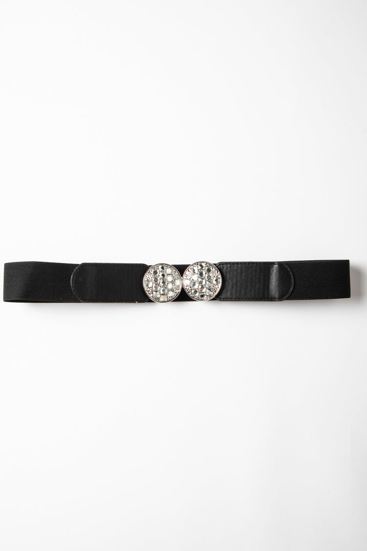 Jewel double buckle elastic belt