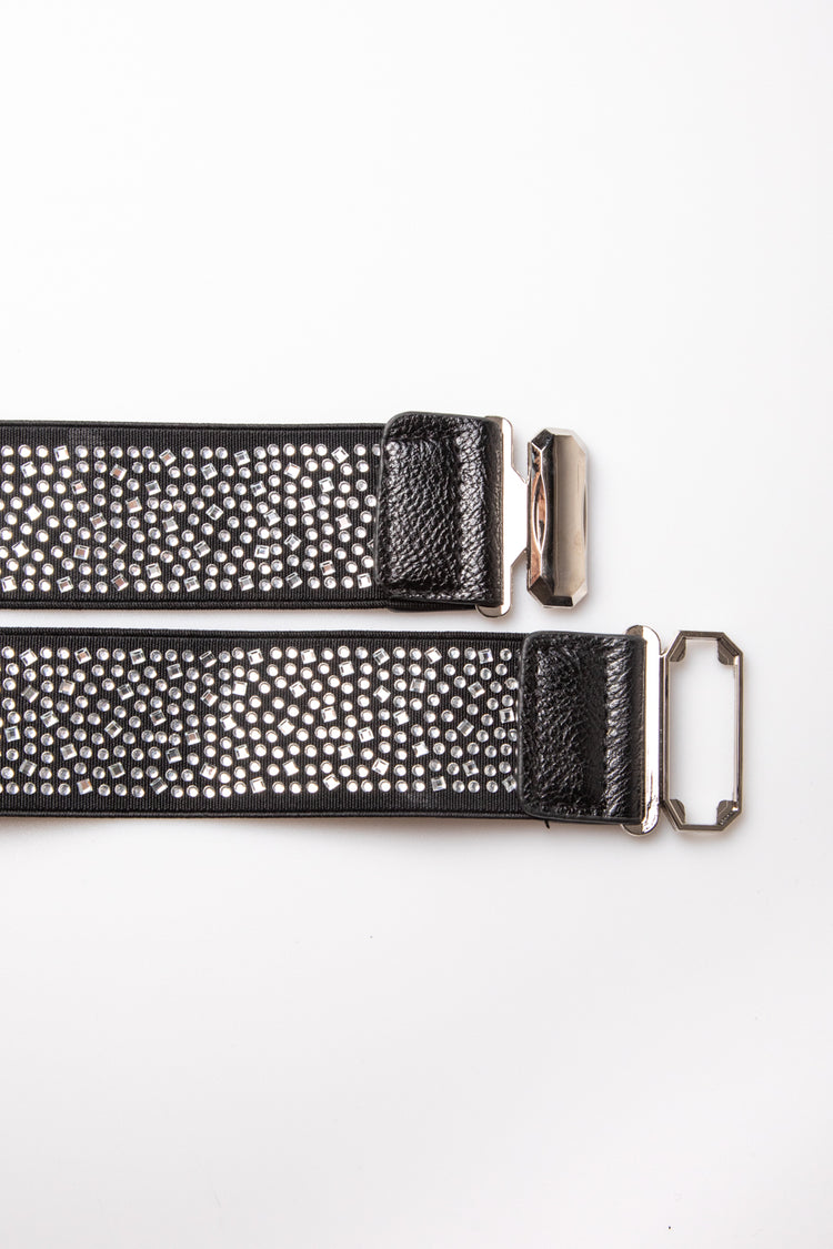 Rhinestoned elastic belt