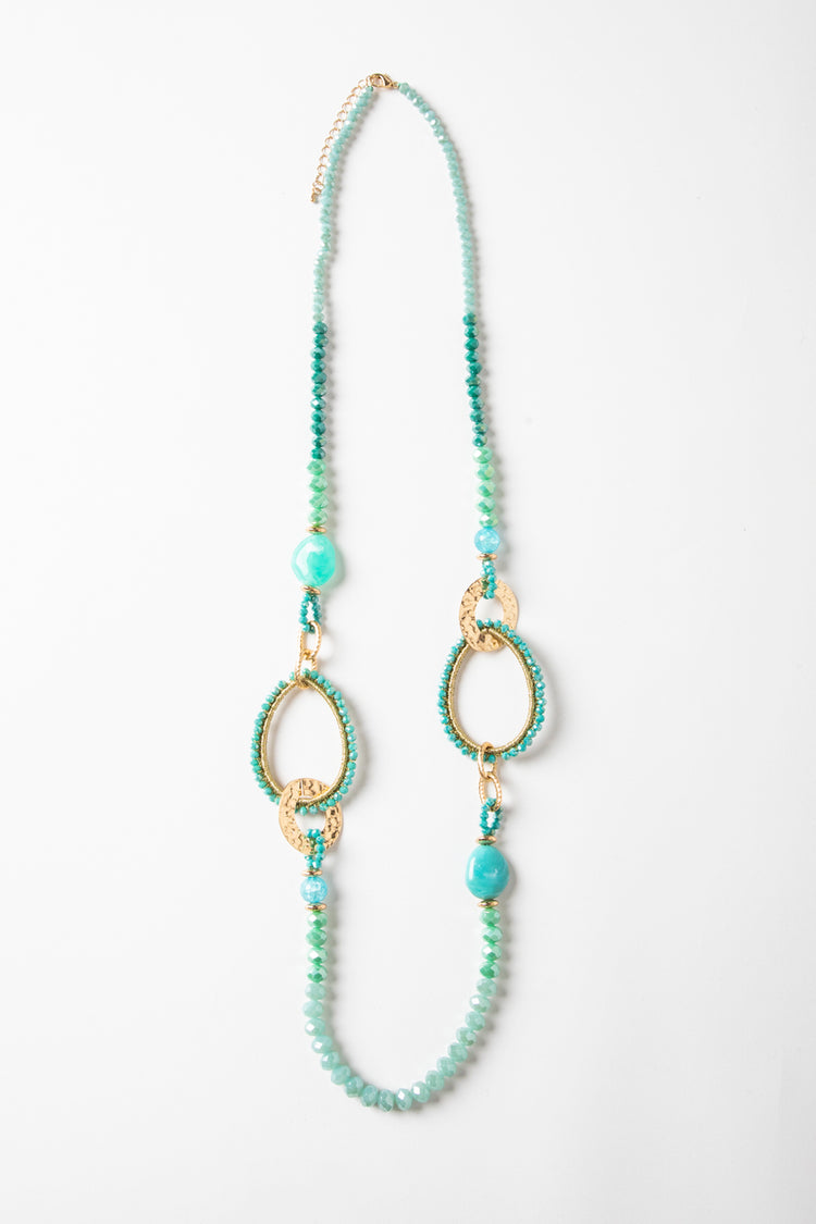 Beaded circles long necklace