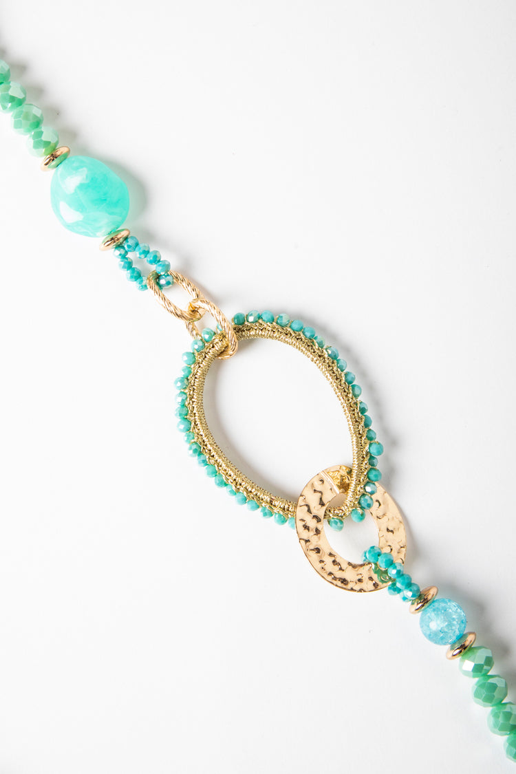 Beaded circles long necklace