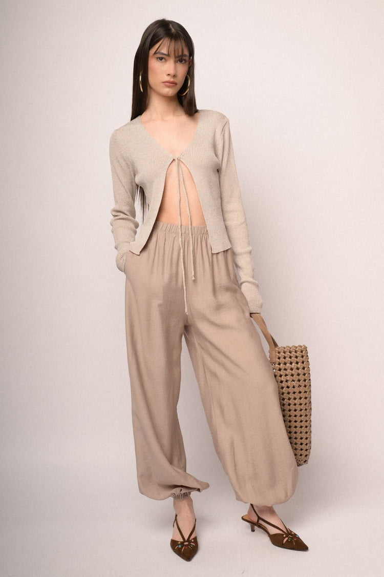 Black viscose-blend harem pants