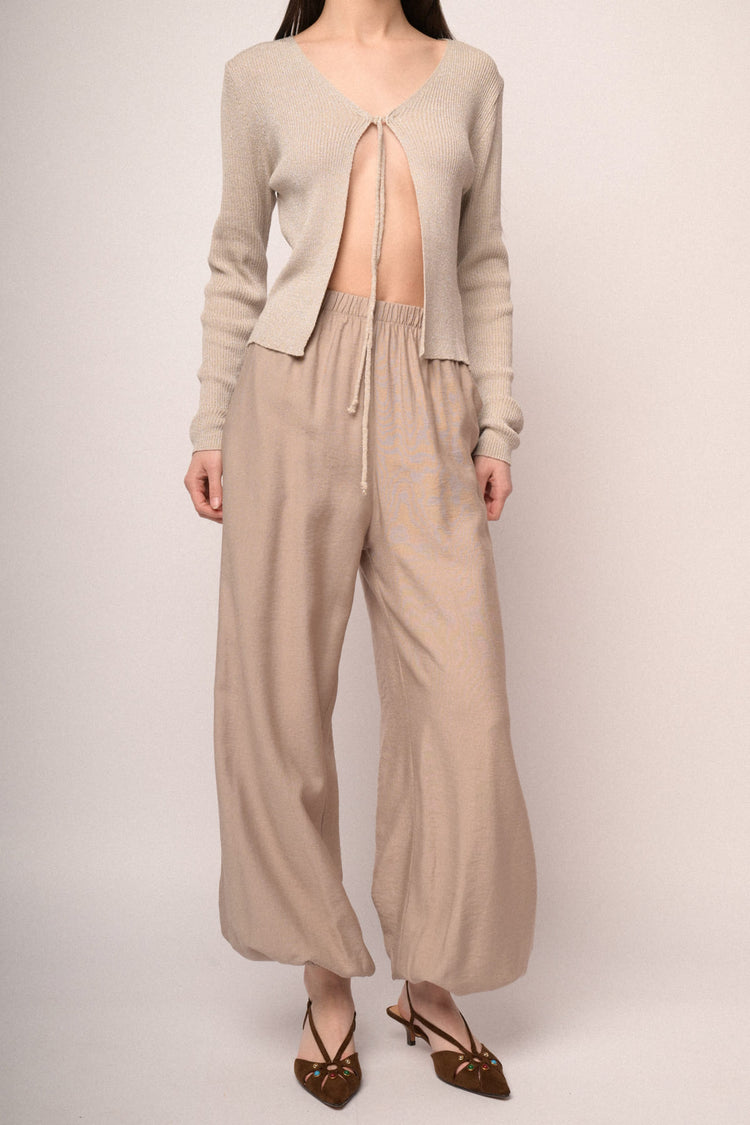 Black viscose-blend harem pants