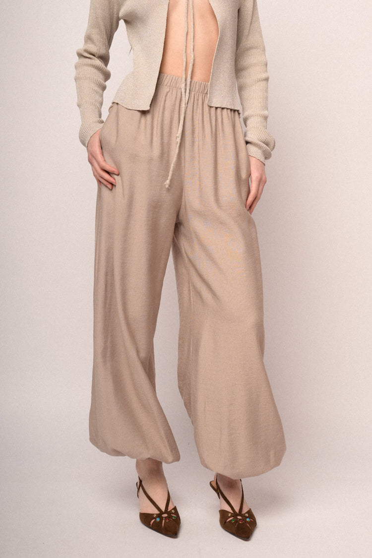 Black viscose-blend harem pants