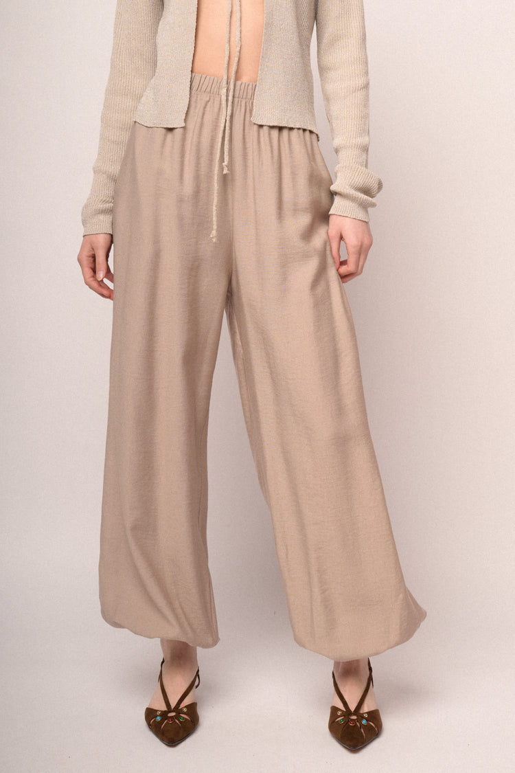 Black viscose-blend harem pants