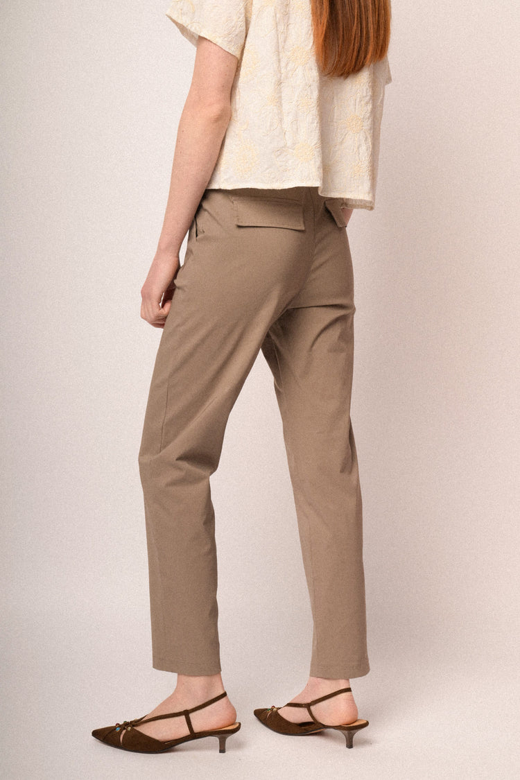 Beige straight-leg high-rise trousers