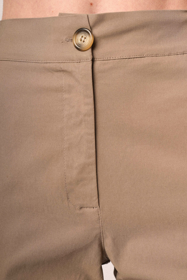 Beige straight-leg high-rise trousers
