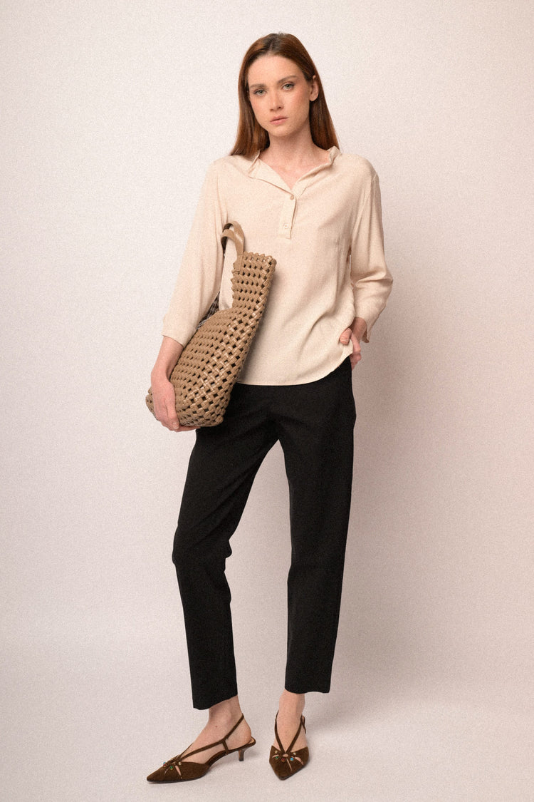 Black straight-leg high-rise trousers