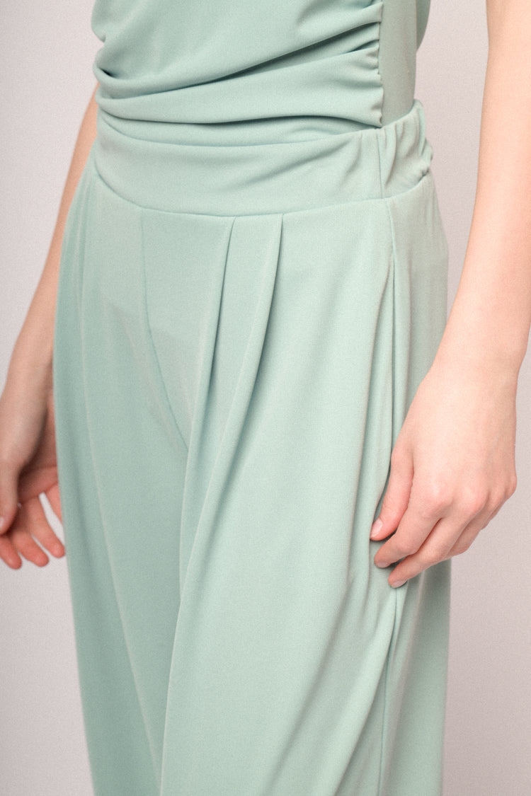 Aqua green wide-leg fluid trousers